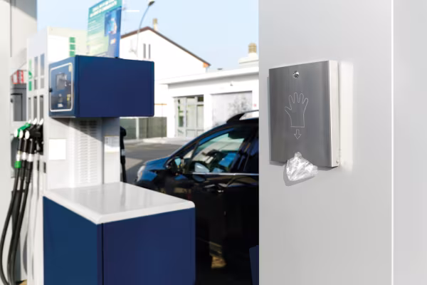 Lampa Dispenser in acciaio inox con serratura per guanti monouso