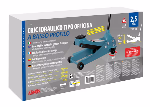Lampa Cric idraulico a carrello, a basso profilo - 2.500 kg