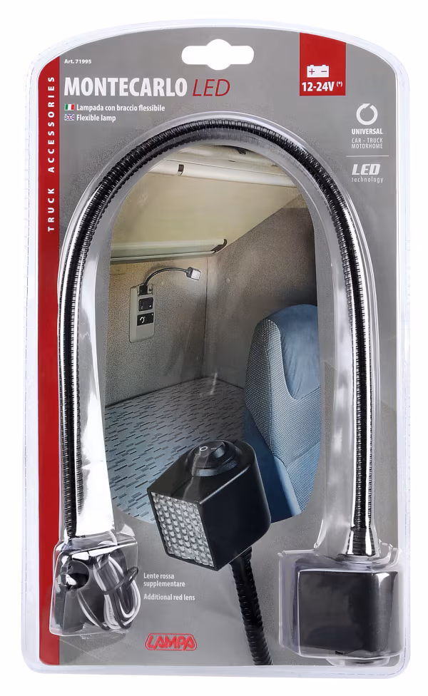 Lampa Montecarlo, lampada con braccio flessibile - 12/24V