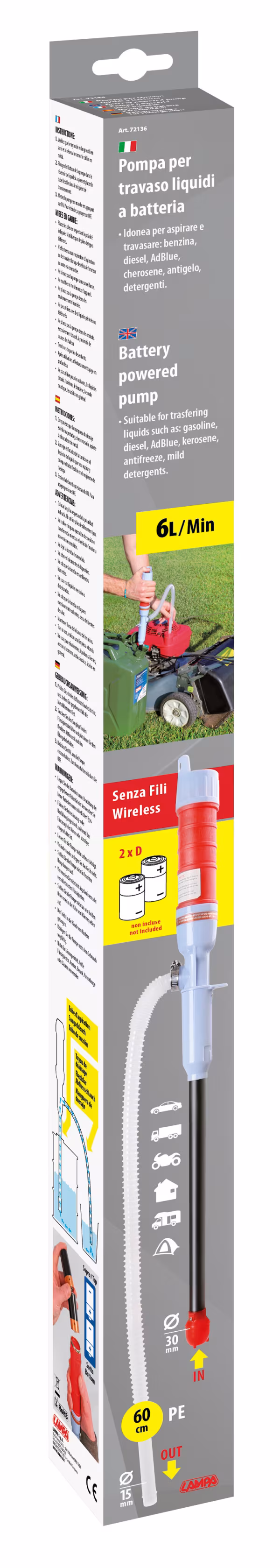 Lampa Pompa a batteria per travaso liquidi - 6 L/min