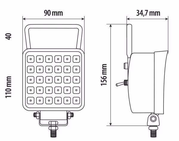 Lampa WL-28, faro ausiliario a 16 Led - 12/24V - Bianco