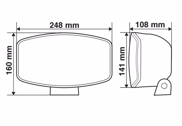 Pilot Pluton, faro alogeno di profondità con luce di posizione a led - 248x141 mm