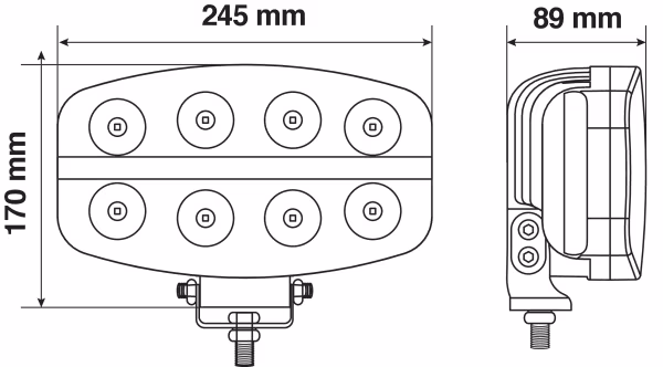 Pilot Pluton Nova, faro di profondità LED con luce di posizione - 12/24V - 245x140 mm