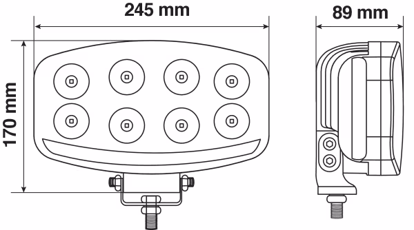 Pilot Pluton Nix, faro di profondità LED con luce di posizione - 12/24V - 245x140 mm