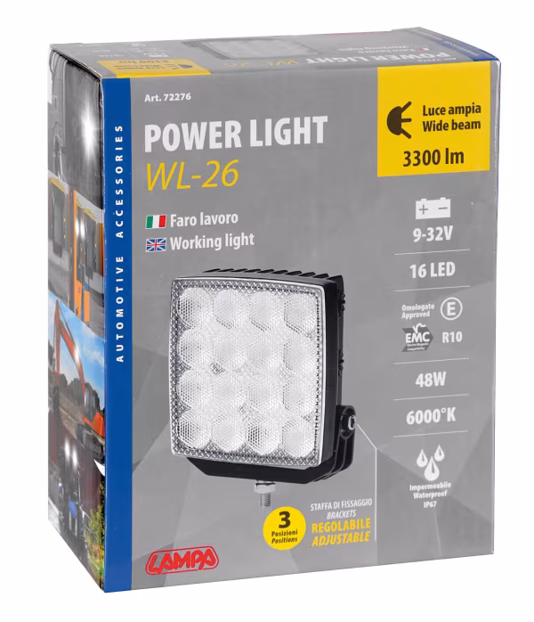 Lampa WL-26, faro ausiliario a 16 Led - 12/24V - Bianco