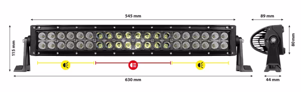 Lampa Barra a Led con struttura curva in alluminio, 12/24V