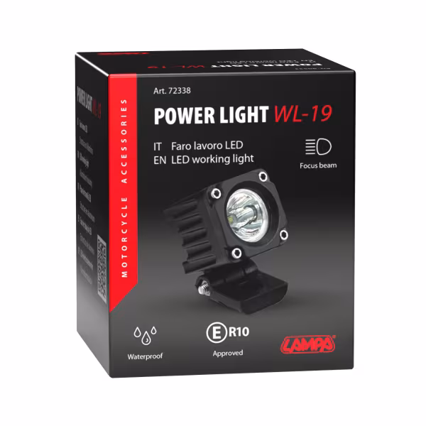 Lampa WL-19, faro ausiliario a 1 Led - 12/24V - Luce focalizzata - Bianco