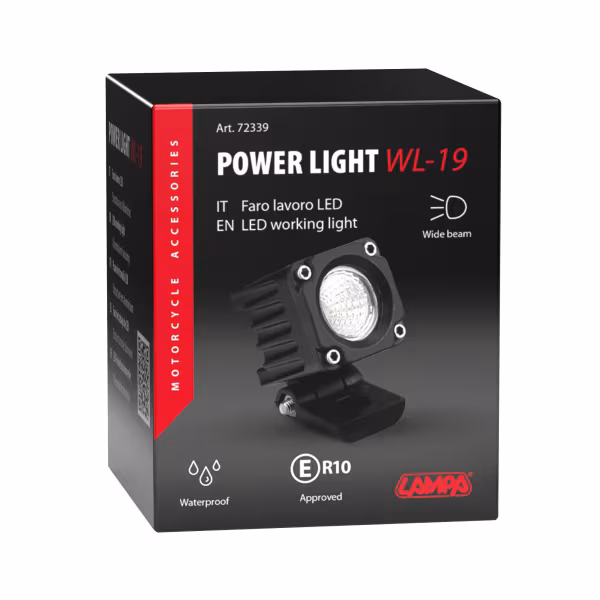 Lampa WL-19, faro ausiliario a 1 Led - 12/24V - Luce ampia - Bianco