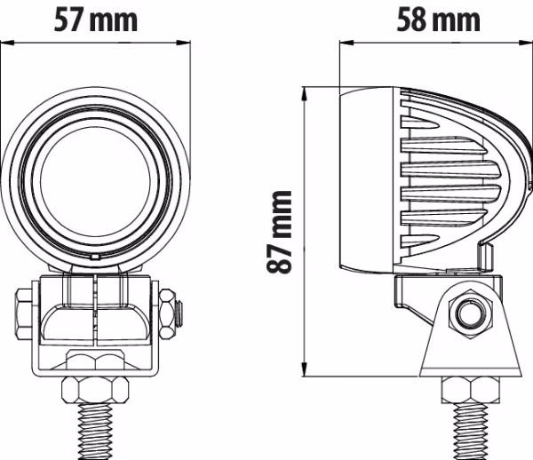 Lampa Cyclops-Round, faro ausiliario a 1 Led - 12/24V - Luce focalizzata