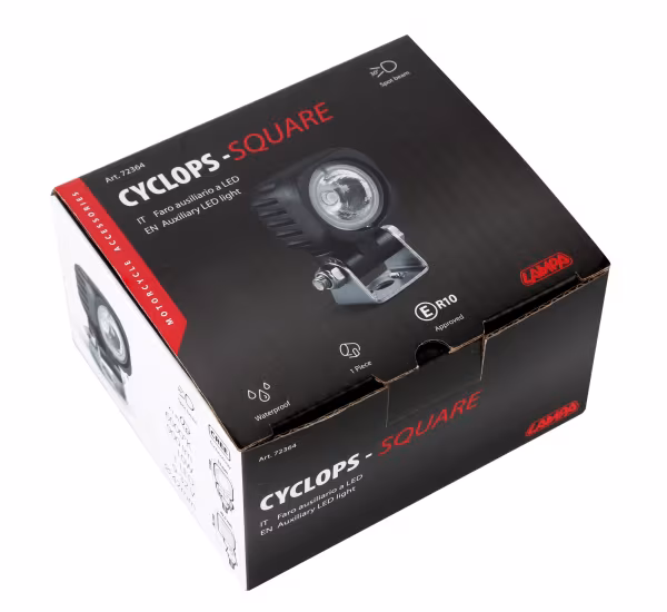 Lampa Cyclops-Square, faro ausiliario a 1 Led - 12/24V - Luce focalizzata