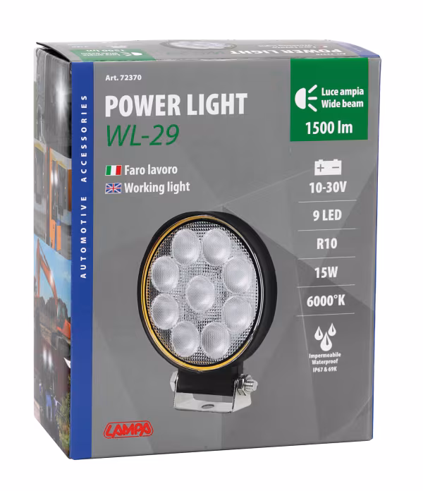 Lampa WL-29, faro ausiliario a 9 Led - 12/24V - Bianco