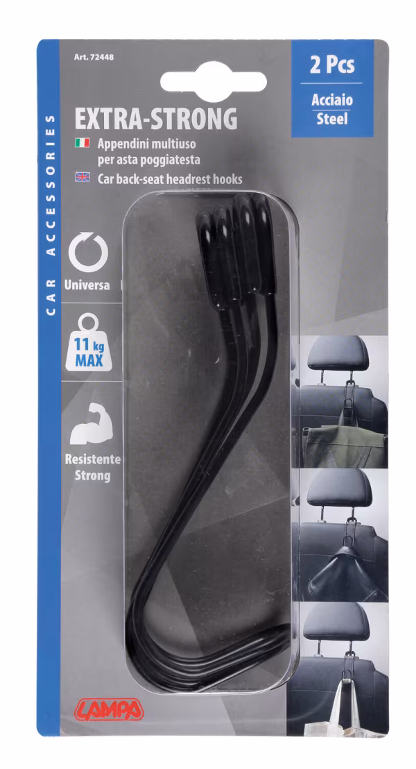 Lampa Extra-Strong, appendini multiuso per poggiatesta, 2 pz