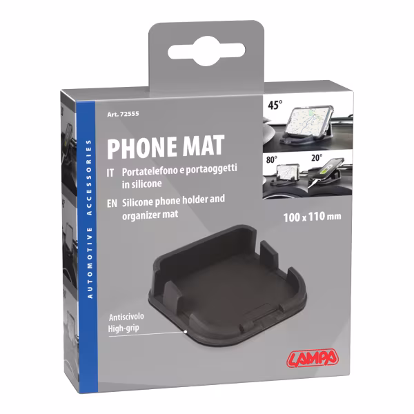 Lampa Phone-Mat, portatelefono e portaoggetti in silicone