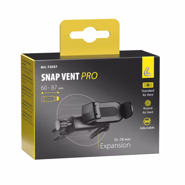 Lampa Snap Vent Pro, porta telefono per bocchette aerazione standard e rotonde
