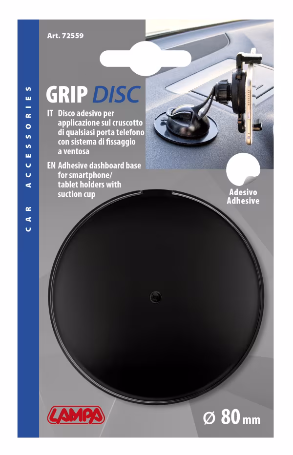 Lampa Grip Disc, base adesiva da cruscotto - Ø 80 mm