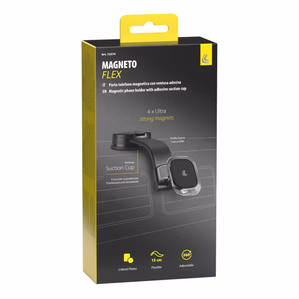 Lampa Magneto Flex, porta telefono magnetico con ventosa adesiva a basso profilo