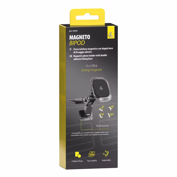 Lampa Magneto Bipod, porta telefono magnetico con  doppia base adesiva