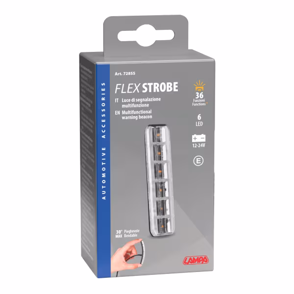 Lampa Luce di segnalazione multifunzione flessibile a 6 Led, 12/24V - Arancio