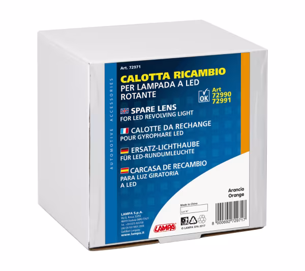 Lampa Calotta ricambio per luce di segnalazione art. 72990 / 72991 - Arancio