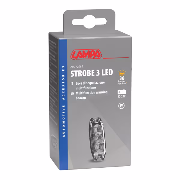 Lampa Luce di segnalazione multifunzione a 3 Led, 12/24V - 80x29 mm - Arancio