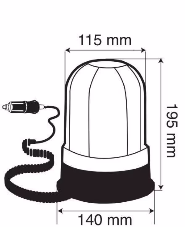 Lampa RH-2, luce di segnalazione alogena con base magnetica e ventosa, 12/24V