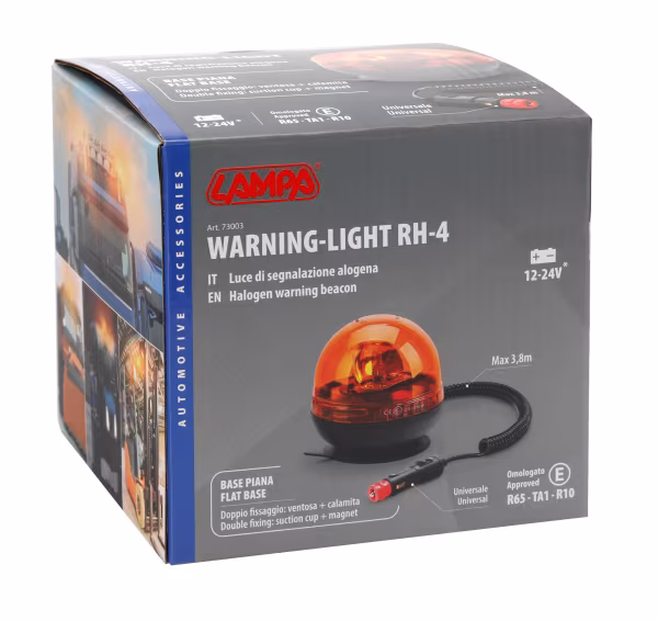 Lampa RH-4, luce di segnalazione alogena con base magnetica e ventosa, 12/24V
