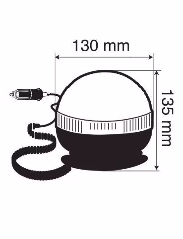 Lampa RH-4, luce di segnalazione alogena con base magnetica e ventosa, 12/24V