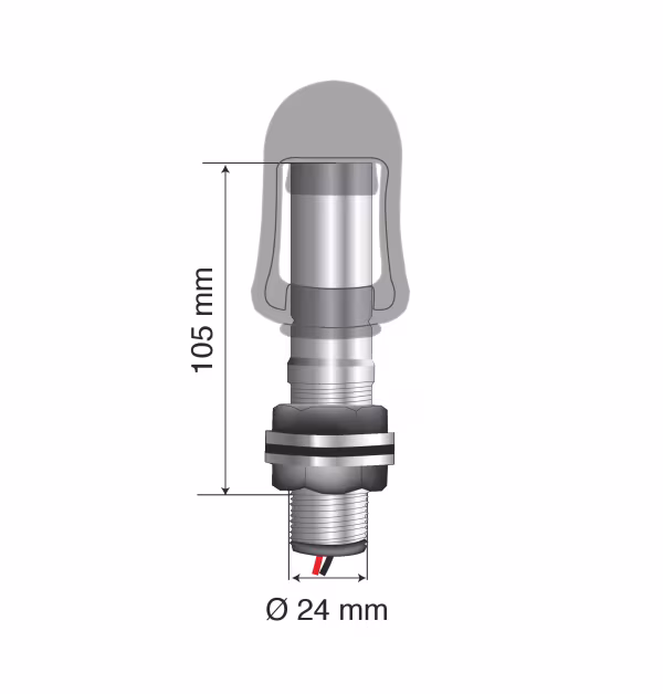 Lampa Fix-2, Perno con spinotto DIN per luce di segnalazione, attacco tubolare