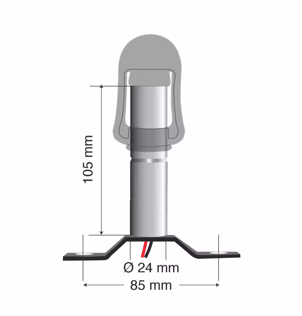 Lampa Fix-3, Staffa con perno e spinotto DIN per luce di segnalazione, attacco tubolare