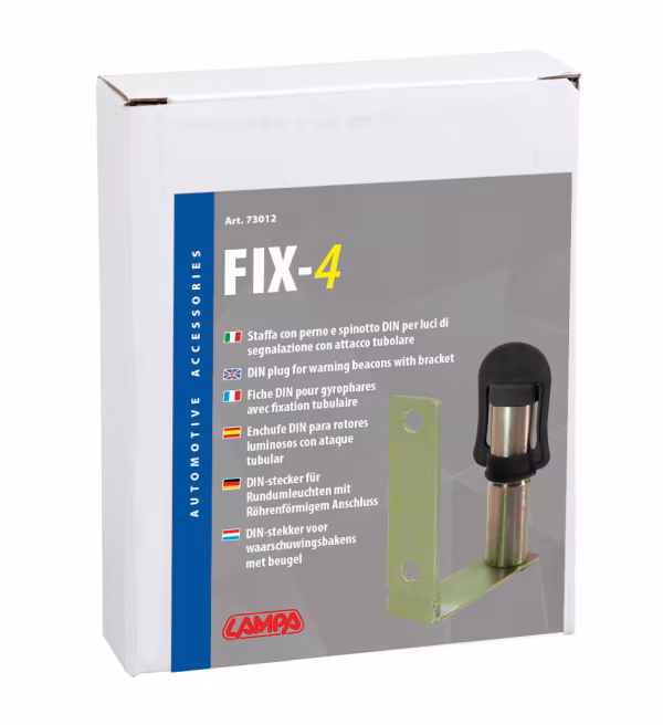 Lampa Fix-4, Staffa con perno e spinotto DIN per luce di segnalazione, attacco tubolare