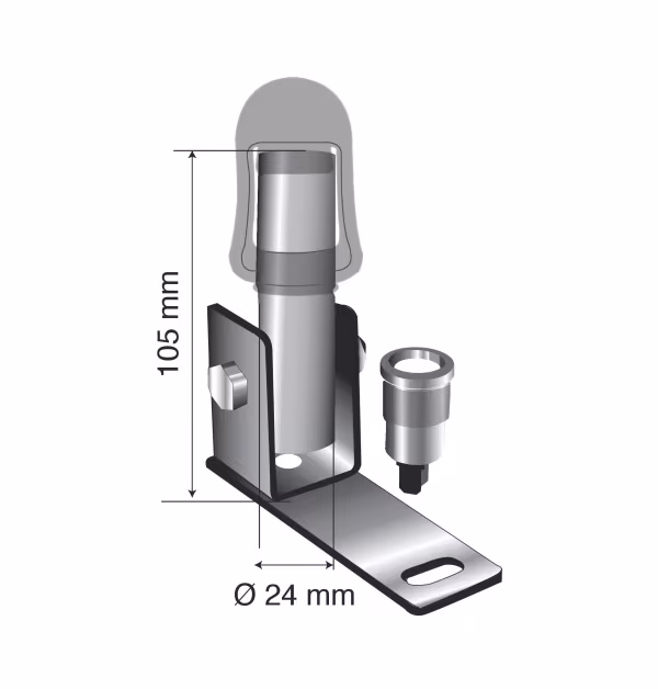 Lampa Fix-6, Staffa con perno e spinotto DIN per luce di segnalazione, attacco tubolare