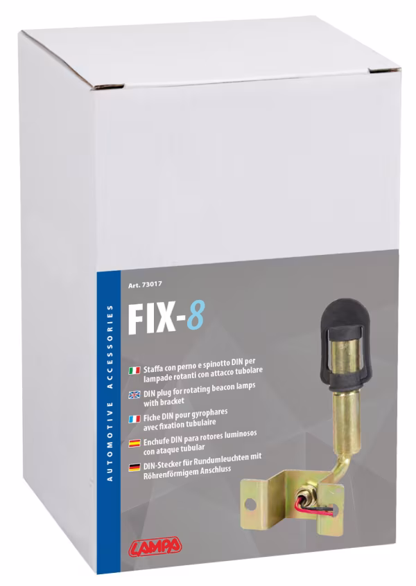 Lampa Fix-8, Staffa con perno e spinotto DIN per luce di segnalazione, attacco tubolare