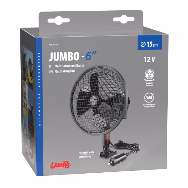 Lampa Jumbo ventilatore oscillante Ø 6” - 12V