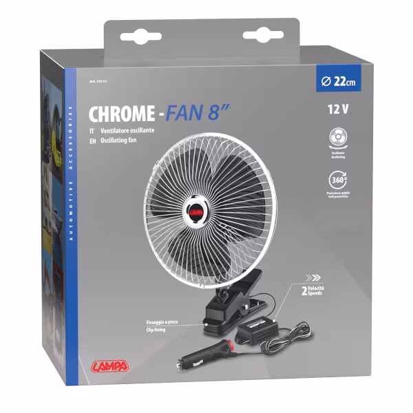 Lampa Chrome-Fan, ventilatore Ø 8\" - 12V