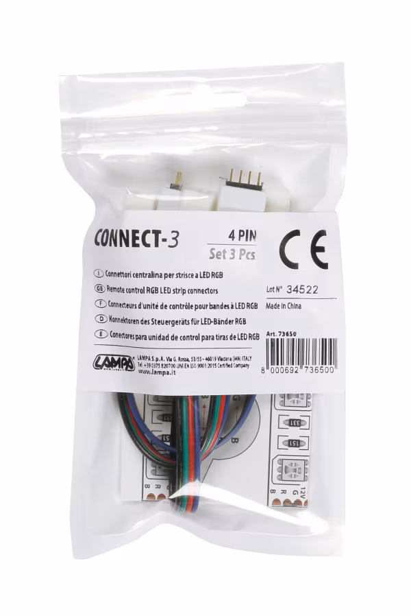 Lampa Connect-3, Connettori centralina per strisce a Led RGB, set 3 pz