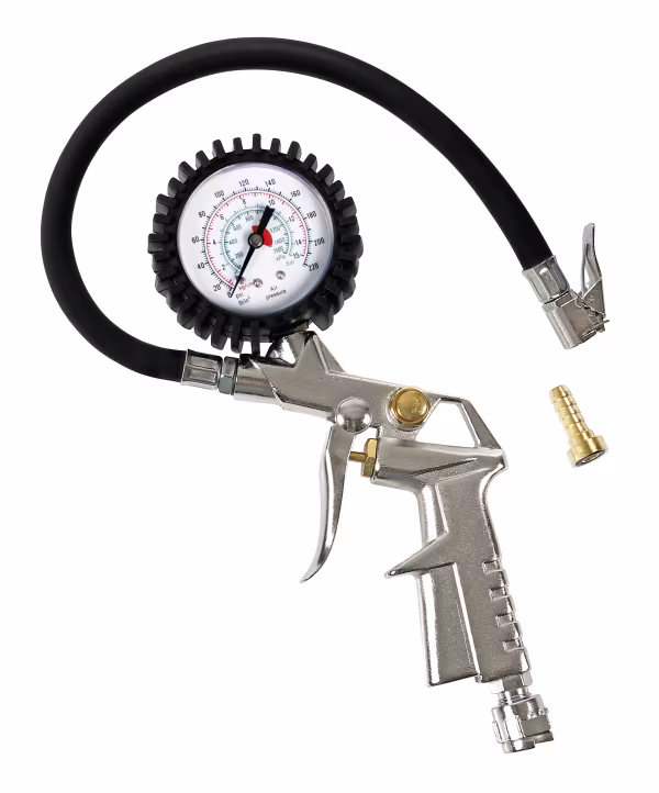 Lampa Pistola gonfiaggio pneumatici con manometro 270° - max 15 bar / 220 psi
