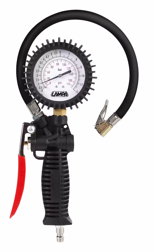 Lampa Gonfia pneumatici con manometro 270° di precisione - max 12 bar / 170 psi