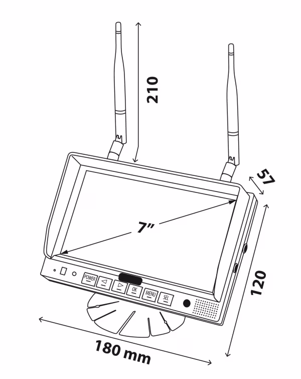 Lampa M4, Monitor LCD 7\" Wireless, Cam 1+2+3+4