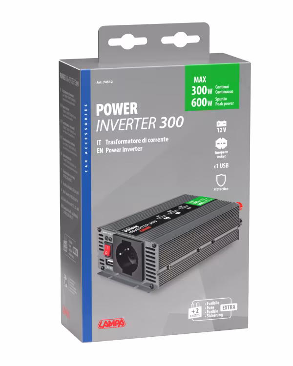 Lampa Power Inverter 300, trasformatore 12V > 220V