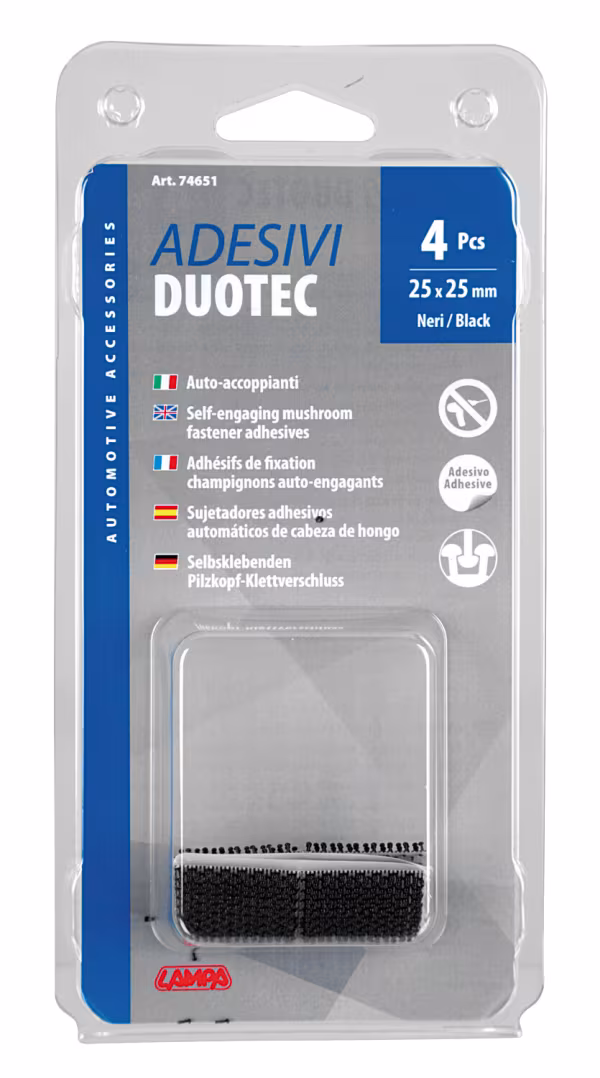 Lampa Adesivi Duotec auto-accoppianti, set 4 pz - 25x25 mm