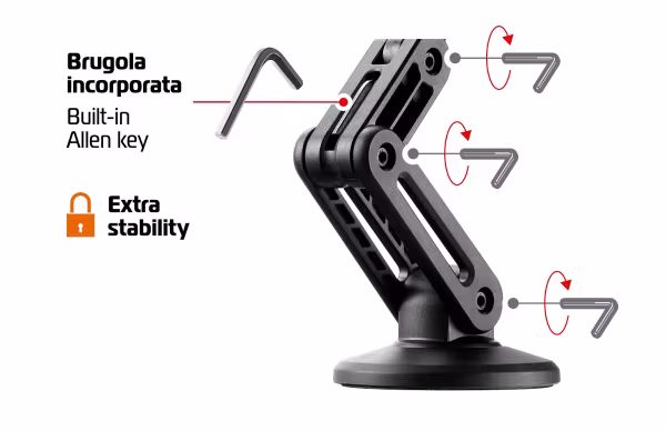 Optiline Mag Pro Fold, porta telefono magnetico con braccio orientabile e ripiegabile