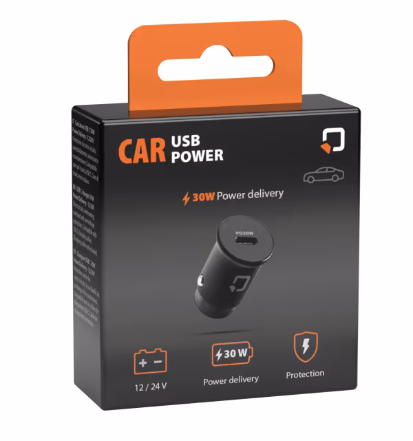 Optiline Car Usb Power, caricabatteria 1 porta Usb C - PD - 30W - 12/24V