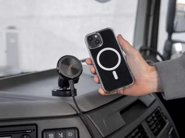 Optiline Mag Wireless Orbit, Porta telefono magnetico con ricarica wireless e attacco a ventosa adesiva