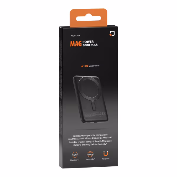 Optiline Mag Power 5000, caricabatterie portatile compatibile con Mag Case Optiline e tecnologia MagSafe