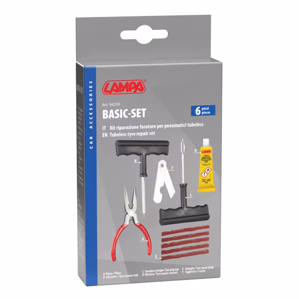 Lampa Basic-set, kit riparazione forature pneumatici tubeless