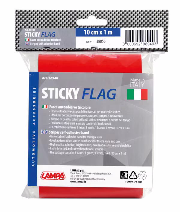 Lampa Sticky Maxi-Flag, fascia autoadesiva tricolore Italia - 100x10 cm