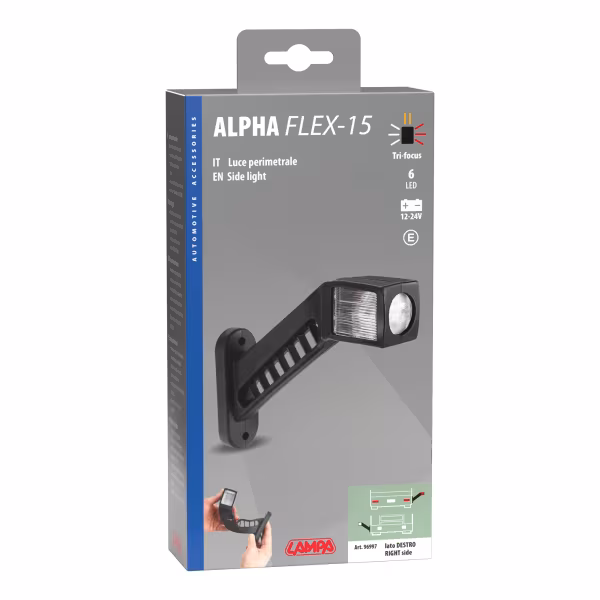 Lampa Alpha Flex 15, luce ingombro - 6 Led - 12/24V - Destra