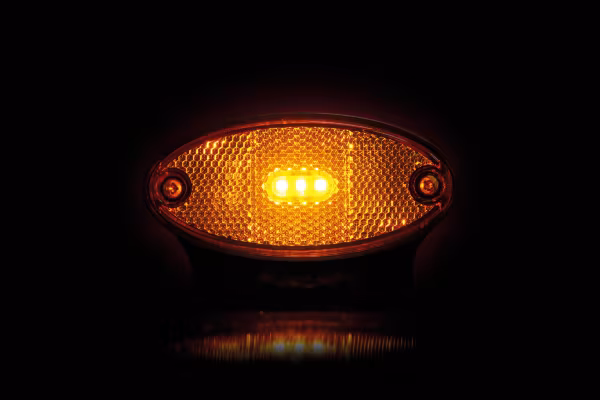 Lampa Luce ingombro con catarifrangente e staffa - 3 Led - 12/24V - Arancio
