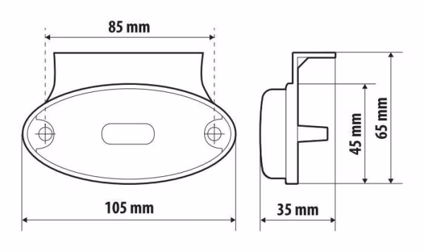 Lampa Luce ingombro con catarifrangente e staffa - 3 Led - 12/24V - Arancio