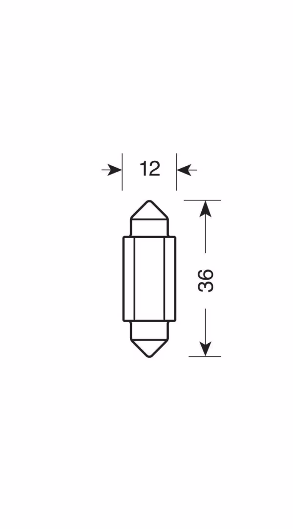Pilot 12/24V Led Series 2 SMD x 1 chip - 12x36 mm - SV8,5-8 - 20 pz  - Scatola